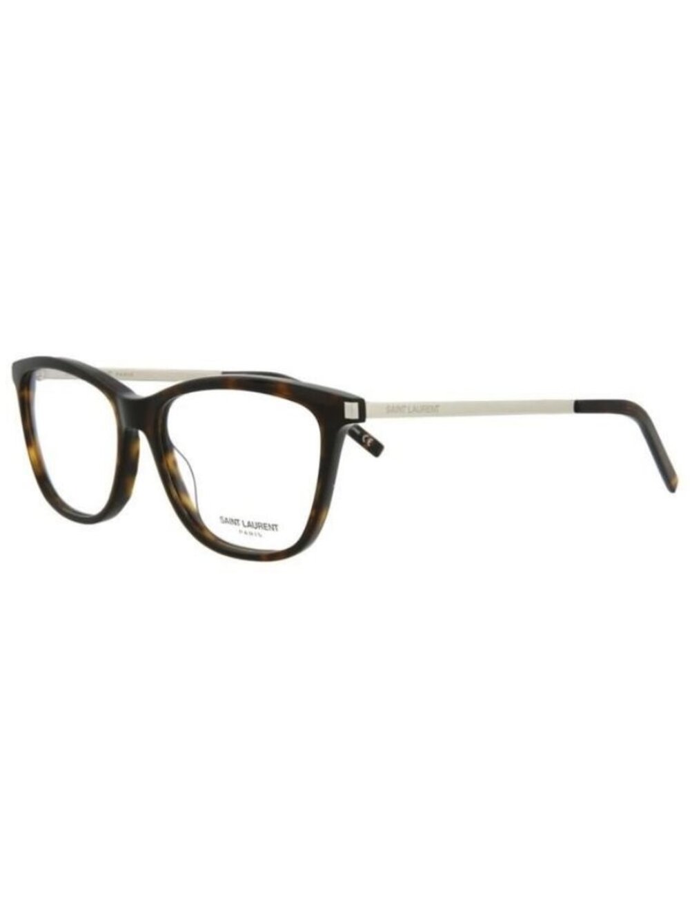 New Saint Laurent Womens Square/Rectangle Havana Silver Transparent Fashion Desi
